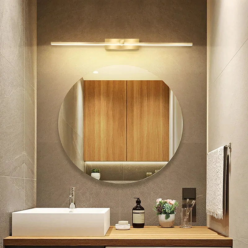 Moderne Gouden LED Wandlamp – Badkamer Spiegel Licht met Touch Schakelaar voor Slaapkamer, Woonkamer en Make-up Verlichting | Avosian