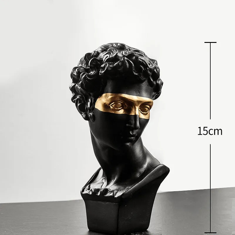 Standbeelden voor decoratie, 15 cm, David, salontafel, woningdecoratie, ornamenten, buste van een kamer gemaakt van gips, witte hars, decoratieve kunstsculptuur
