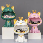 Fortune Crown Big Mouth Kat Toegang Sleutelhanger Decoratief Ornament, Licht Luxe Huiswarming Geschenk Beeldhouwwerk