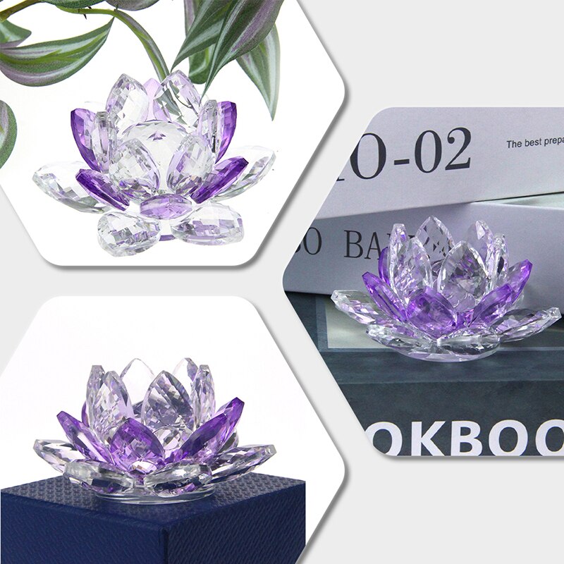 Kristallen Lotus Bloem Ambacht Glas Paperweight Thuis Decoratie Ornamenten Figuren Thuis Huwelijk Feest Decoratie Cadeaus Souvenir