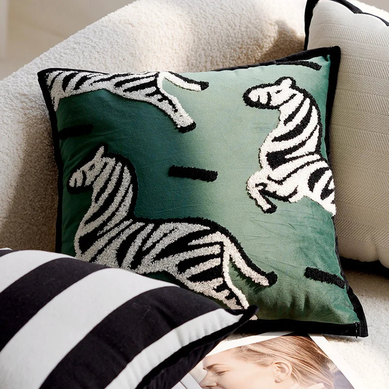 Luxe Geweven Decoratieve Kussen met Paardenprint voor Bank en Woonkamer
