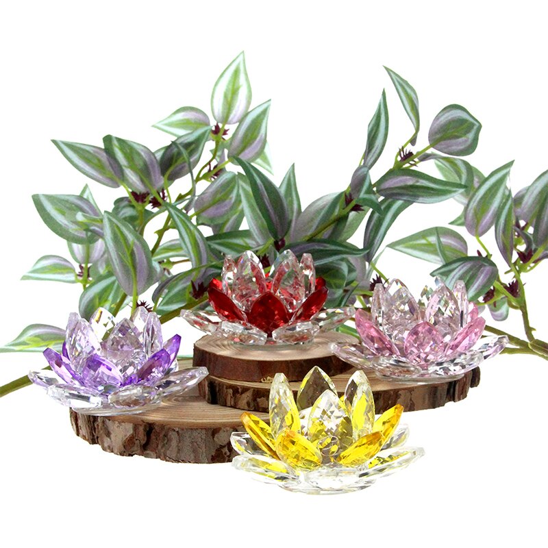 Kristal Lotus Bloem Ambacht Glas Papiergewicht Huis Decoratie Ornamenten Figuren Huis Bruiloft Feest Decoratie Cadeaus Souvenir