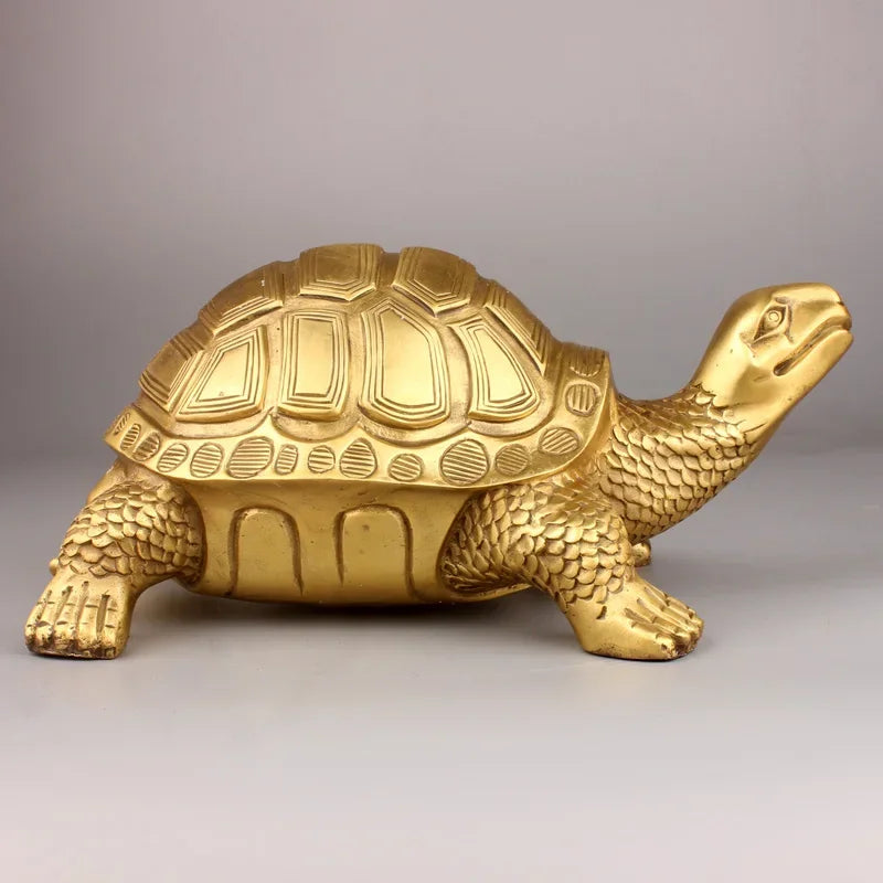 Brass Feng Shui Schildpad Standbeeld Gelukkige Dier Sculptuur voor Duurzaamheid Thuis Kantoor Decoratie Beeldje Cadeau Studie Ornament