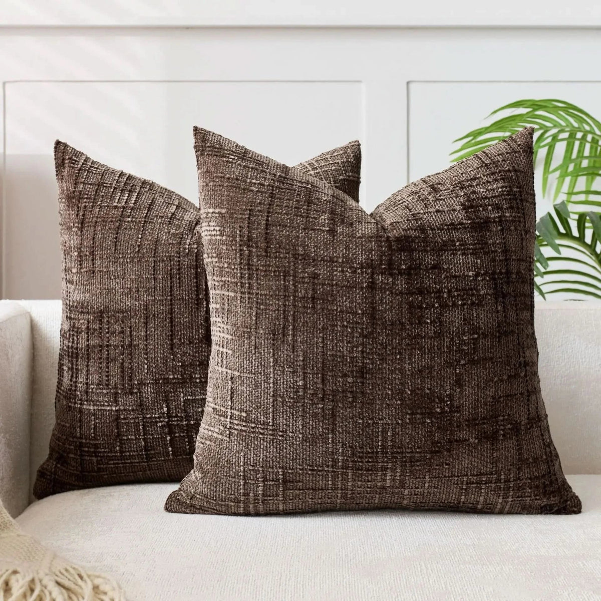 Chenille Kussenhoes Bamboe Structuur Effen Kleur
