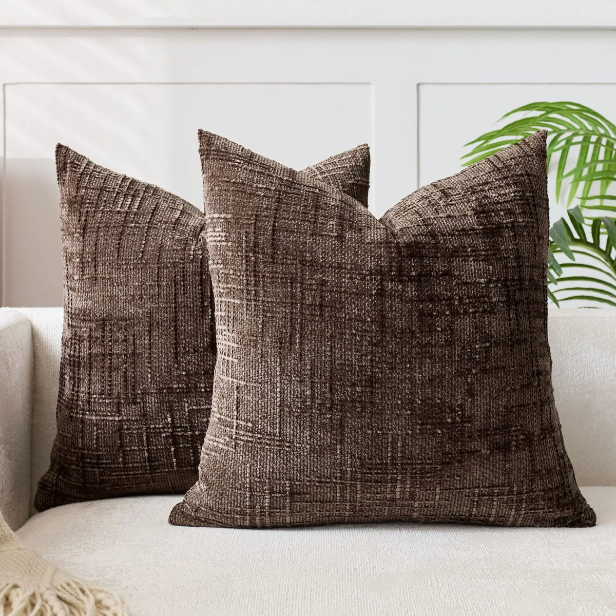 Chenille Kussen met Bamboe Structuur in Effen Kleur voor Sofa en Slaapkamer