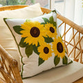 Katoenen Geborduurde Decoratieve Kussen 45x45 cm met Zonnebloem Patroon