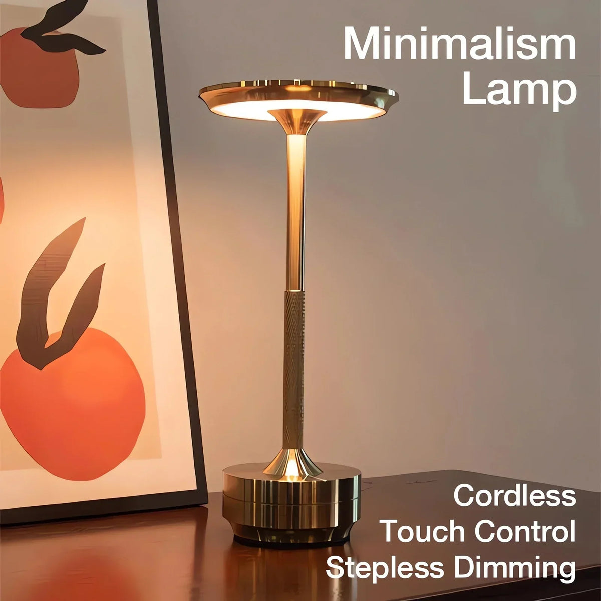 Draadloze oplaadbare moderne Aura-tafellamp met touchbediening | Draadloos LED-licht voor moderne bijzettafels en bureaus | Minimalistische tafellamp