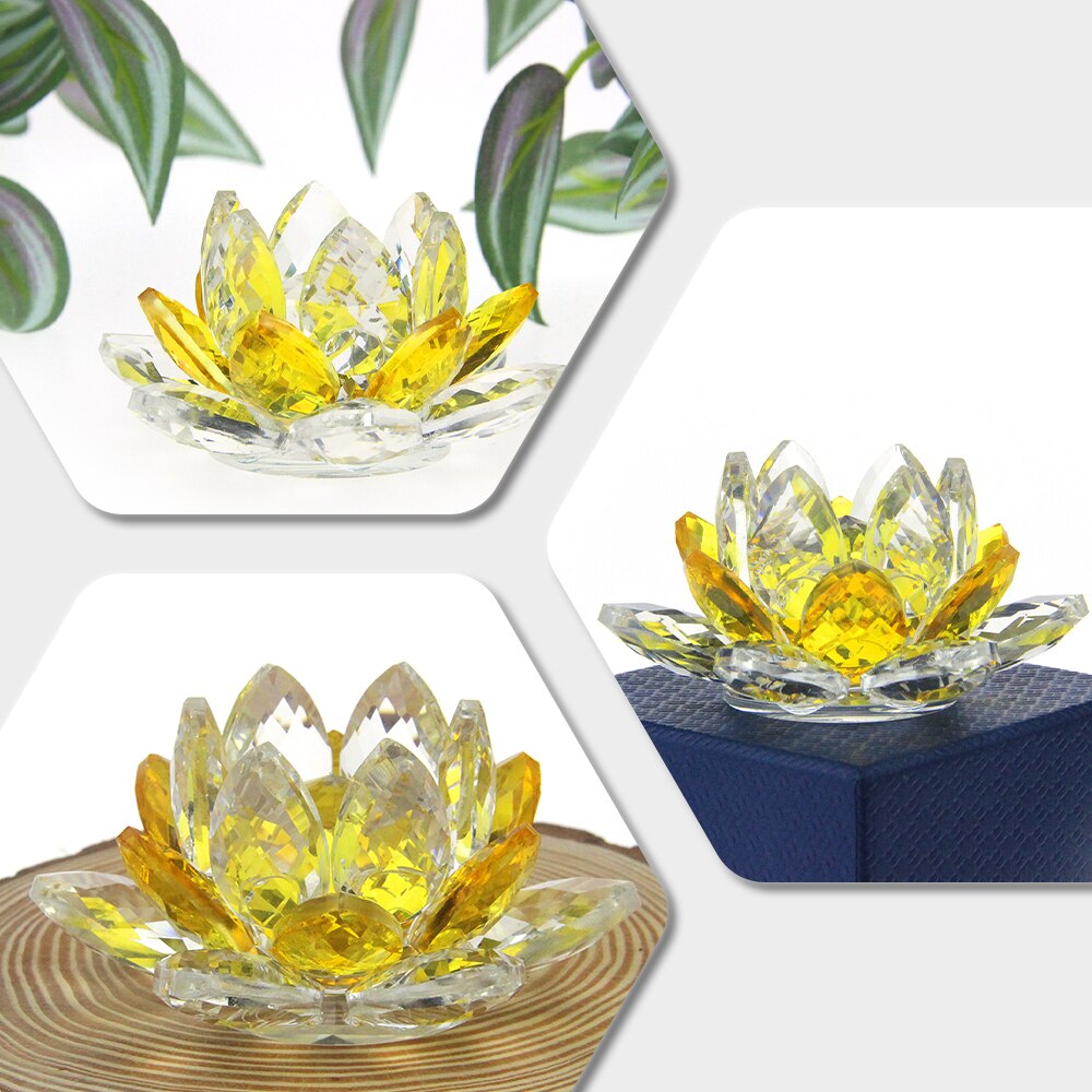 Kristal Lotus Bloem Ambacht Glas Papiergewicht Huis Decoratie Ornamenten Figuren Huis Bruiloft Feest Decoratie Cadeaus Souvenir