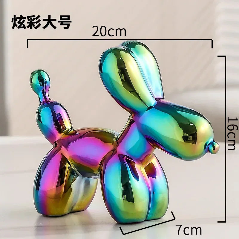 Nordic Keramische Ballon Hond Sculptuur Gouden Dier Decoraties Standbeeld Woonkamer Ornamenten Creatief Bureau Ornament Thuis Decor