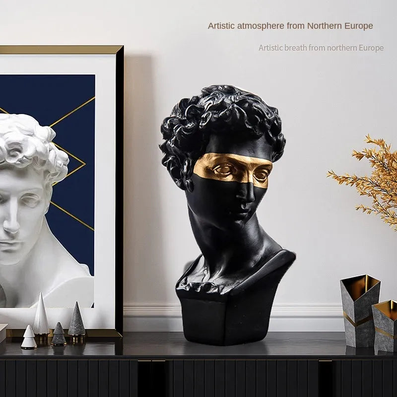 Standbeelden voor decoratie, 15 cm, David, salontafel, woningdecoratie, ornamenten, buste van een kamer gemaakt van gips, witte hars, decoratieve kunstsculptuur