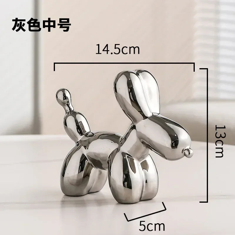 Nordic Keramische Ballon Hond Sculptuur Gouden Dier Decoraties Standbeeld Woonkamer Ornamenten Creatief Bureau Ornament Thuis Decor