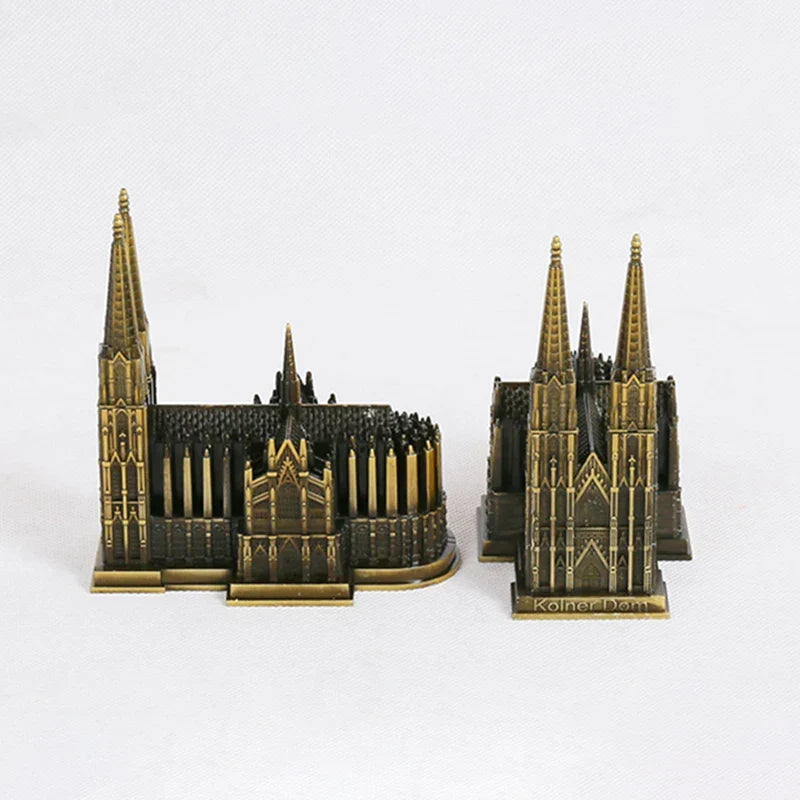Kölner Dom Model Metaal Antiek Brons Duitsland Kölner Dom Gebouw Figuren Wereldberoemde Bezienswaardigheid Architectuur Decoratie