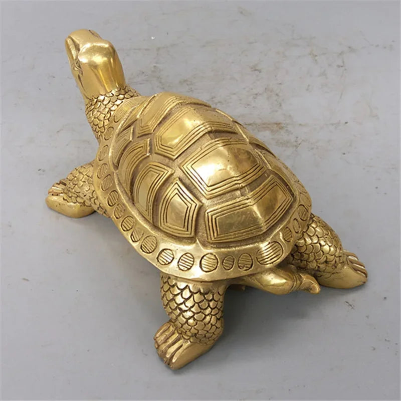 Brass Feng Shui Schildpad Standbeeld Gelukkige Dier Sculptuur voor Duurzaamheid Thuis Kantoor Decoratie Beeldje Cadeau Studie Ornament