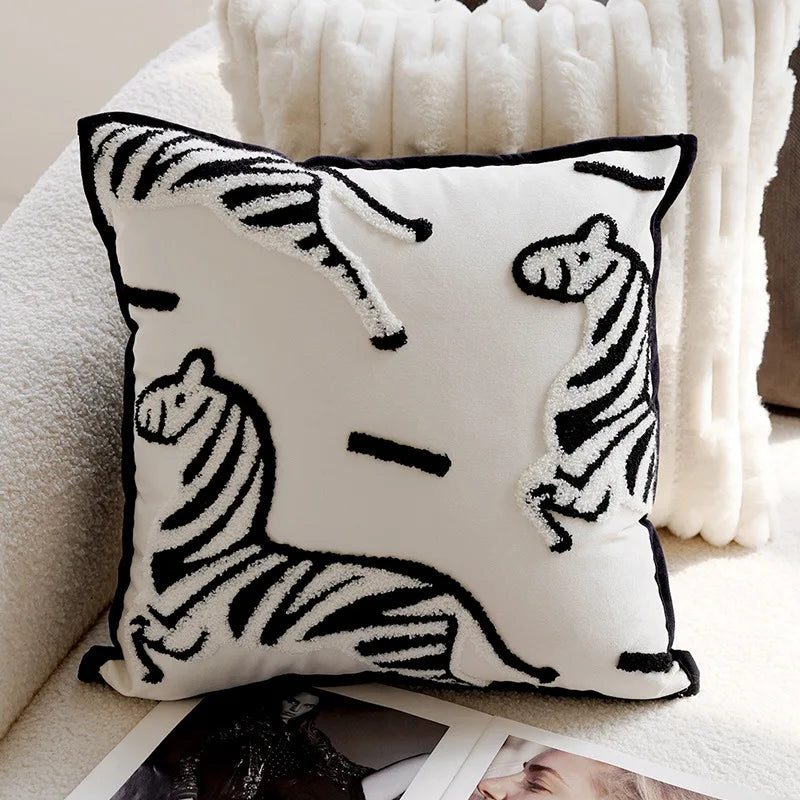 Luxe Geweven Decoratieve Kussen met Paardenprint voor Bank en Woonkamer