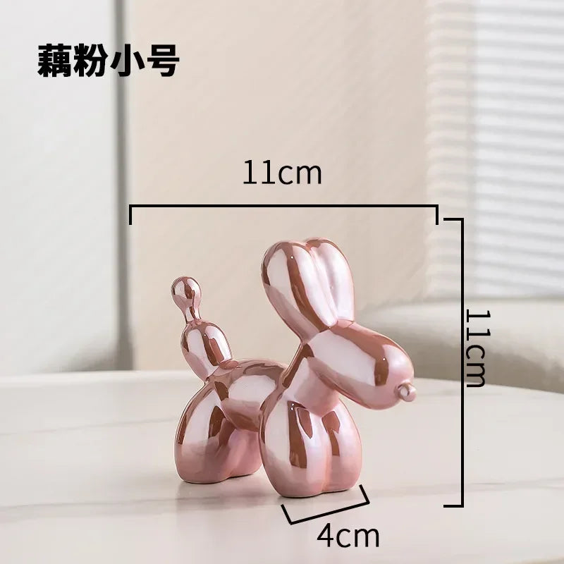 Nordic Keramische Ballon Hond Sculptuur Gouden Dier Decoraties Standbeeld Woonkamer Ornamenten Creatief Bureau Ornament Thuis Decor
