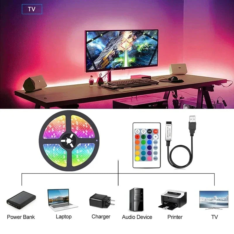 USB RGB LED strip verlichting met app-besturing voor kamer- en TV-achtergrondverlichting decor