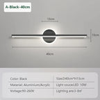 Avosian | LED Wandlamp LineaLux | Zwart & Goud | 40/60/80 cm | Warm, Koud & Driekleurig Licht | Moderne Spiegel & Wandverlichting