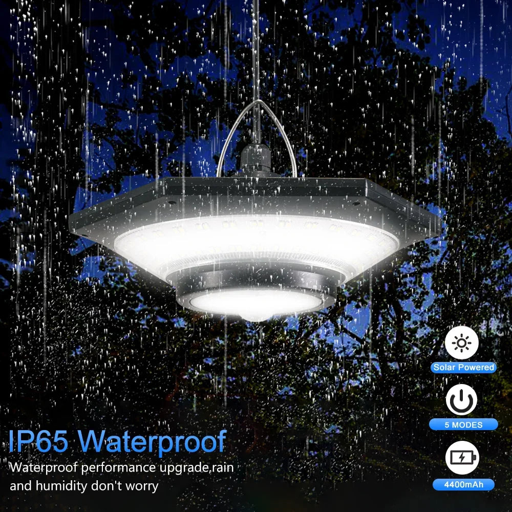 228 LED Solar Plafondlamp | 360° Lichthoek | Met Afstandsbediening & Bewegingssensor | 4400mAh Batterij