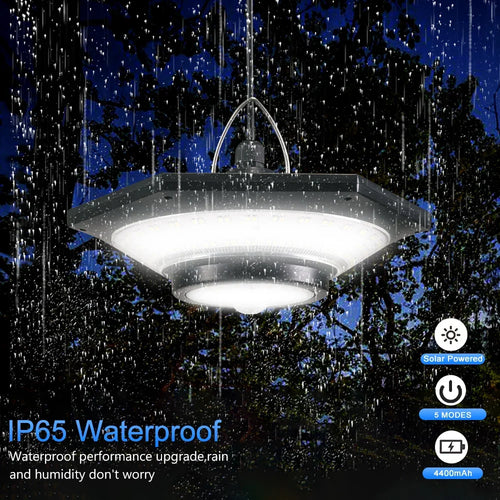 228 LED Solar Plafondlamp | 360° Lichthoek | Met Afstandsbediening & Bewegingssensor | 4400mAh Batterij