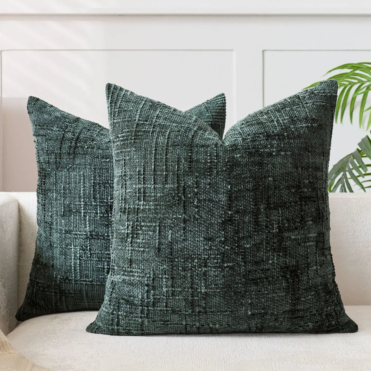Chenille Kussen met Bamboe Structuur in Effen Kleur voor Sofa en Slaapkamer