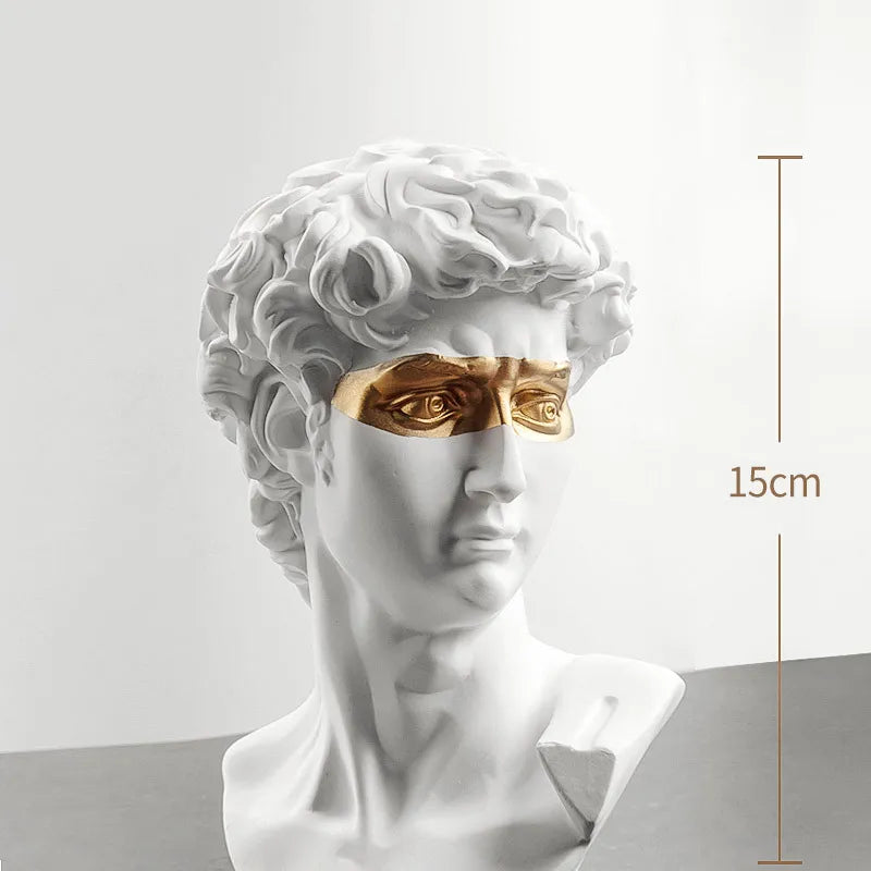 Standbeelden voor decoratie, 15 cm, David, salontafel, woningdecoratie, ornamenten, buste van een kamer gemaakt van gips, witte hars, decoratieve kunstsculptuur
