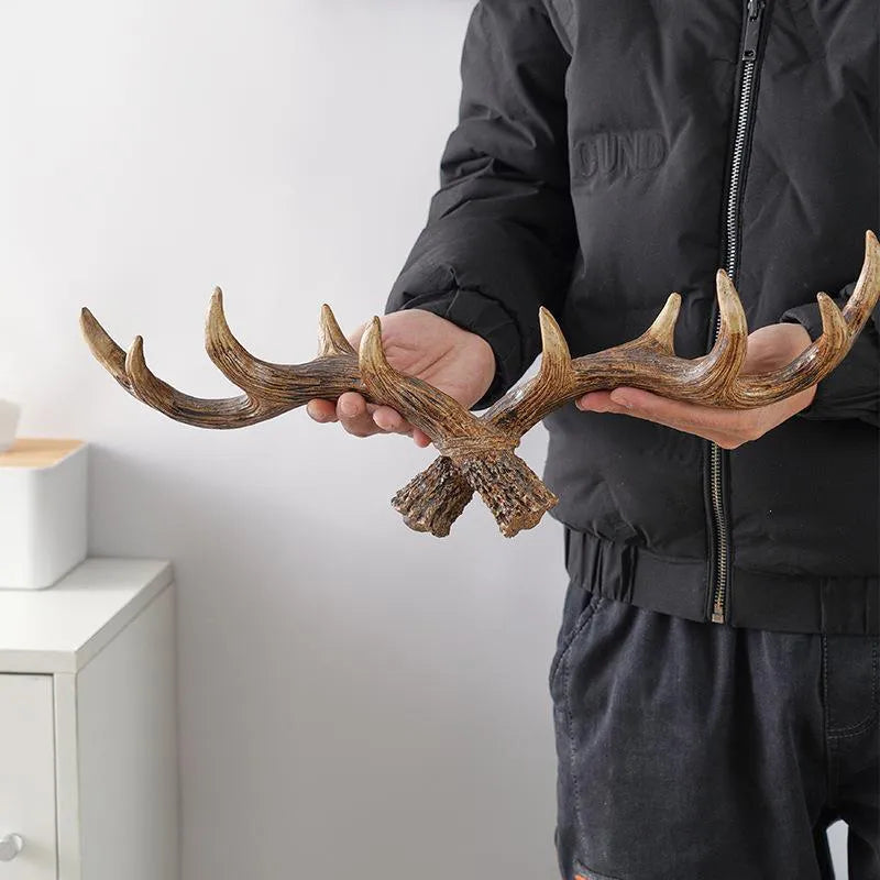 Noordse Vintage Hertenbock Decoratieve Haakjes Wanddecoratie Kleding en Hoeden Haken Hoge Kwaliteit Woondecoratie Hertenbock Hars Standbeeld Ambacht