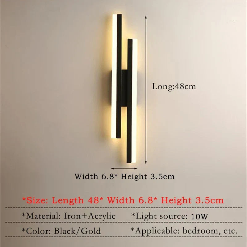 Moderne LED Wandlamp: Zwart/Gouden Acryl Kamerversiering Lamp
