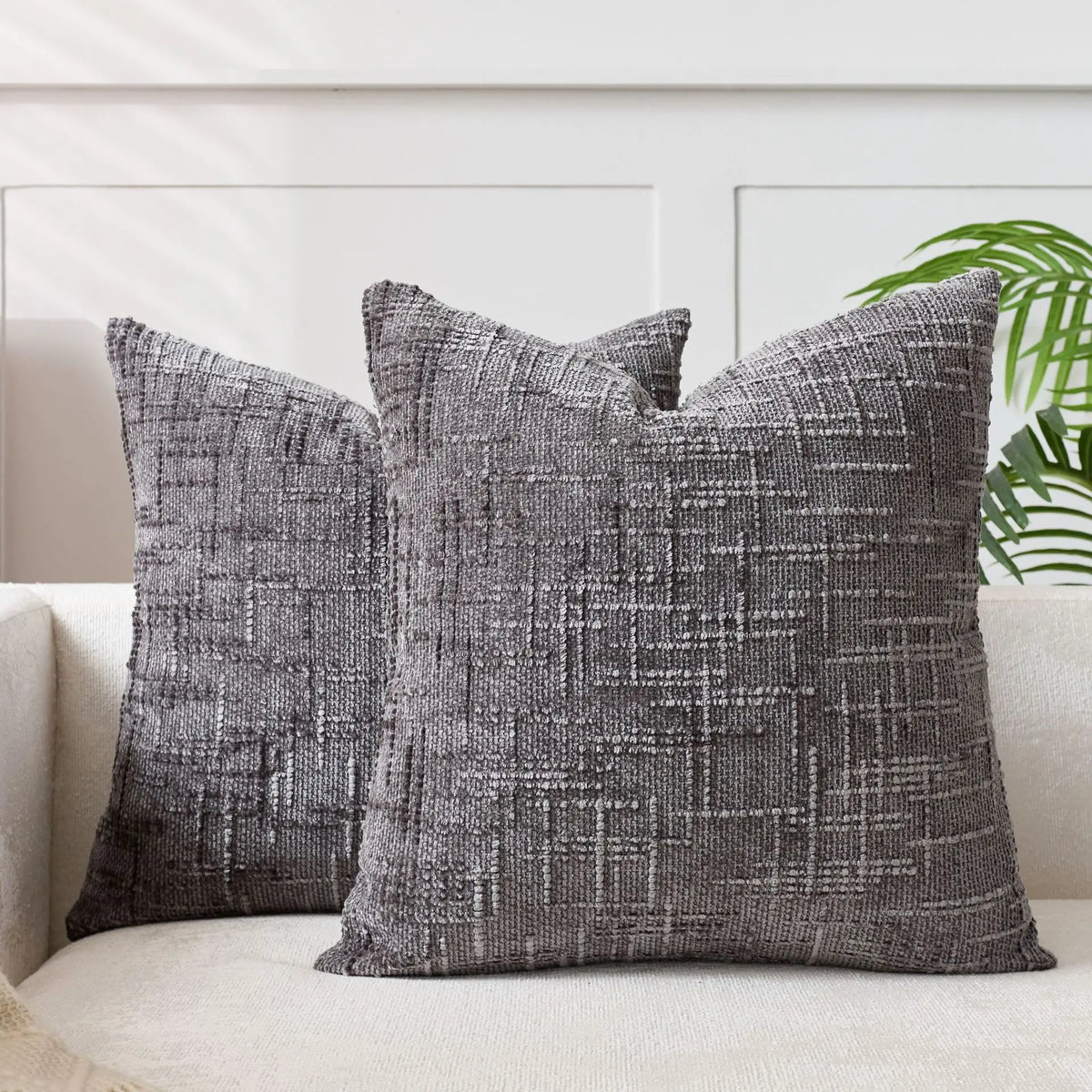 Chenille Kussen met Bamboe Structuur in Effen Kleur voor Sofa en Slaapkamer