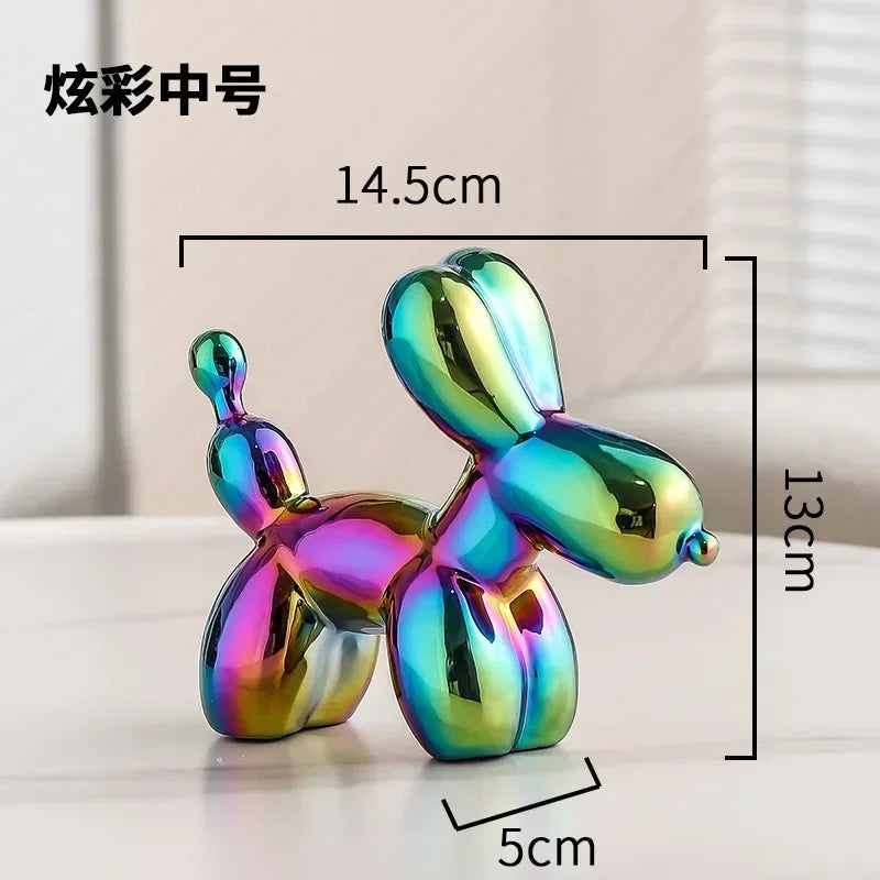 Noordse Keramische Ballon Hond Sculptuur Gouden Dieren Decoraties Beeld Sieraden Voor de Woonkamer Creatieve Desktop Ornament Huisdecoratie