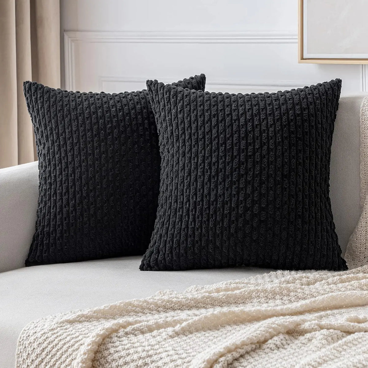 Zachte Ribbel Velours Decoratieve Kussen met Strepen in Boho Stijl voor Sofa en Bed