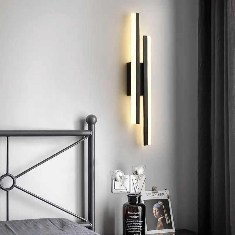 Moderne LED Wandlamp: Zwart/Gouden Acryl Kamerversiering Lamp