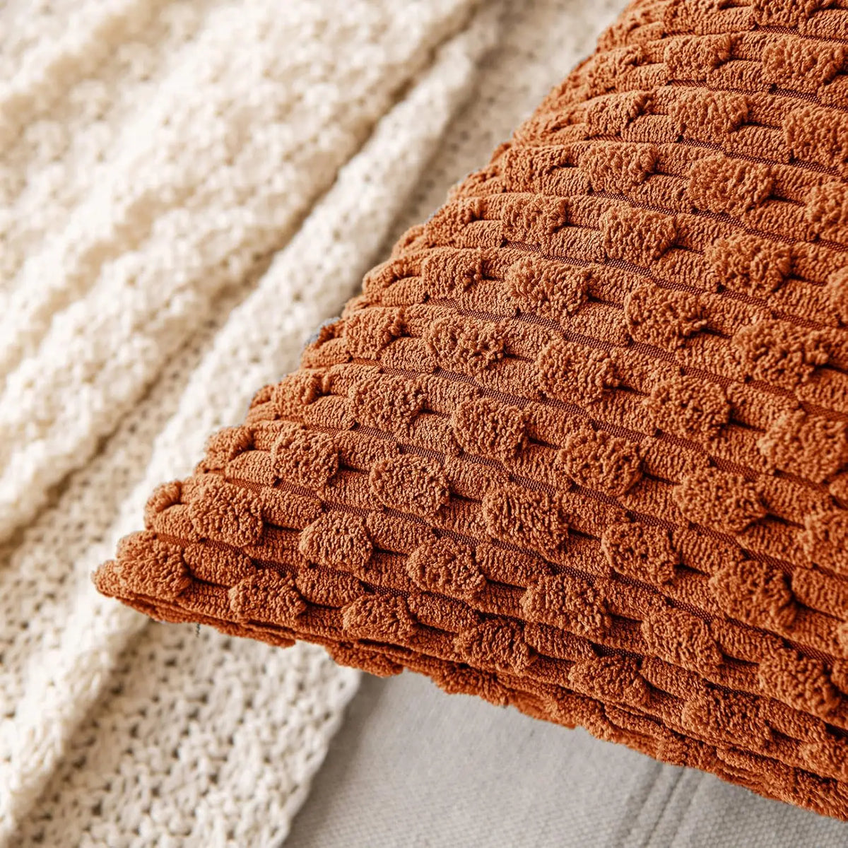 Zachte Ribbel Velours Decoratieve Kussen met Strepen in Boho Stijl voor Sofa en Bed