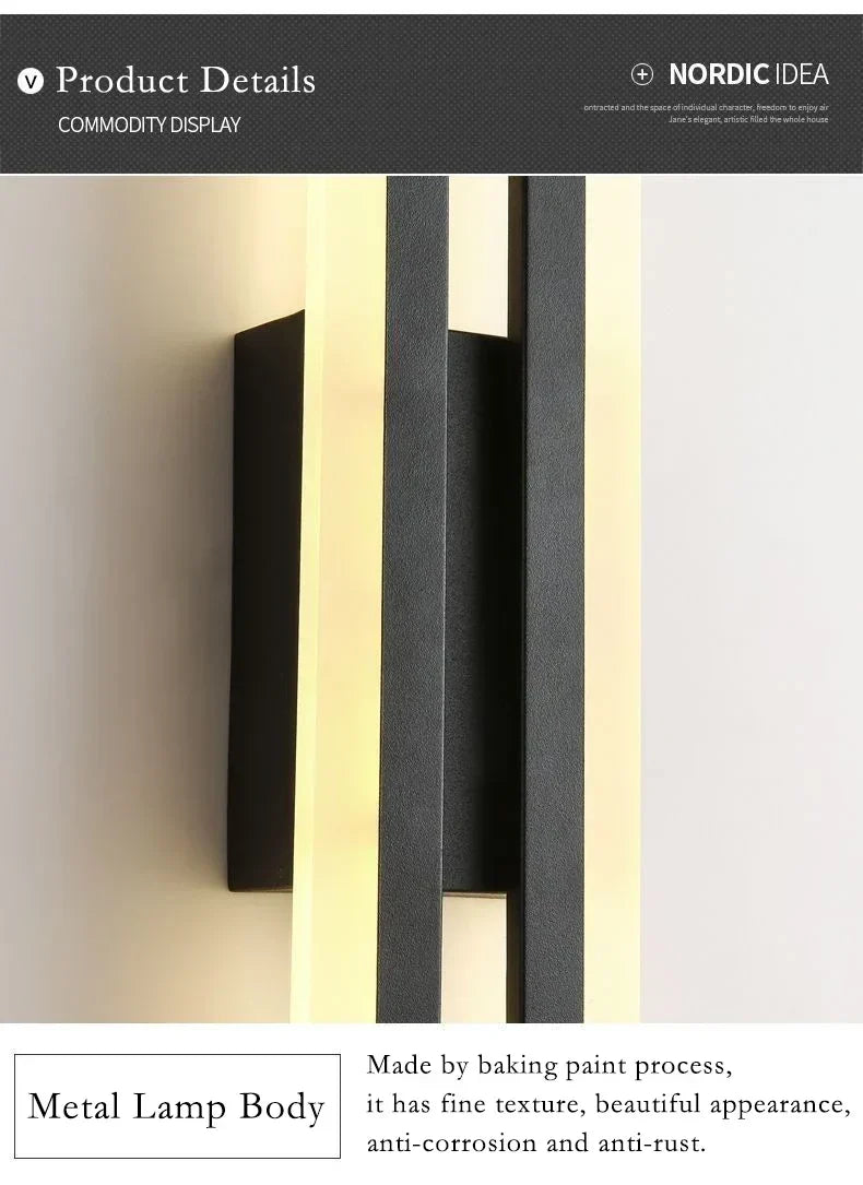 Moderne LED Wandlamp: Zwart/Gouden Acryl Kamerversiering Lamp