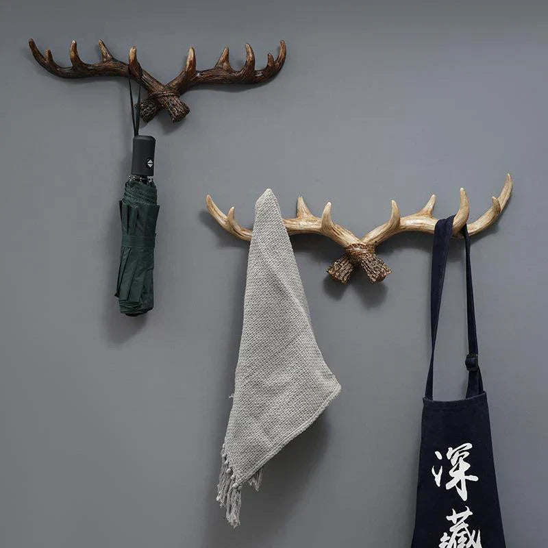 Noordse Vintage Hertenbock Decoratieve Haakjes Wanddecoratie Kleding en Hoeden Haken Hoge Kwaliteit Woondecoratie Hertenbock Hars Standbeeld Ambacht