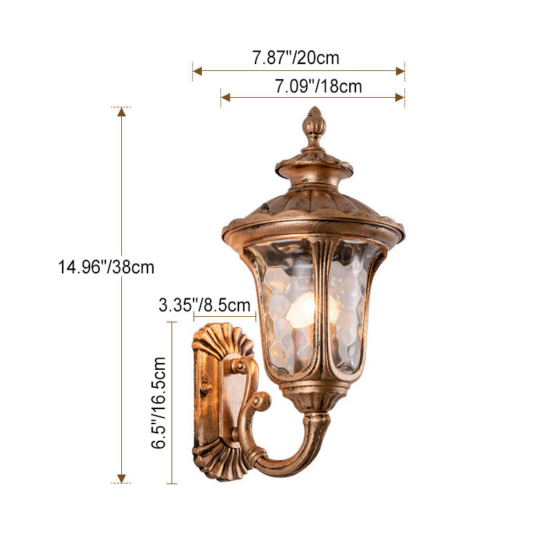 Traditionele Europese waterdichte kasteelvormige Aluminium-Glas 1-licht Buitenwand sconce Lamp voor Tuin