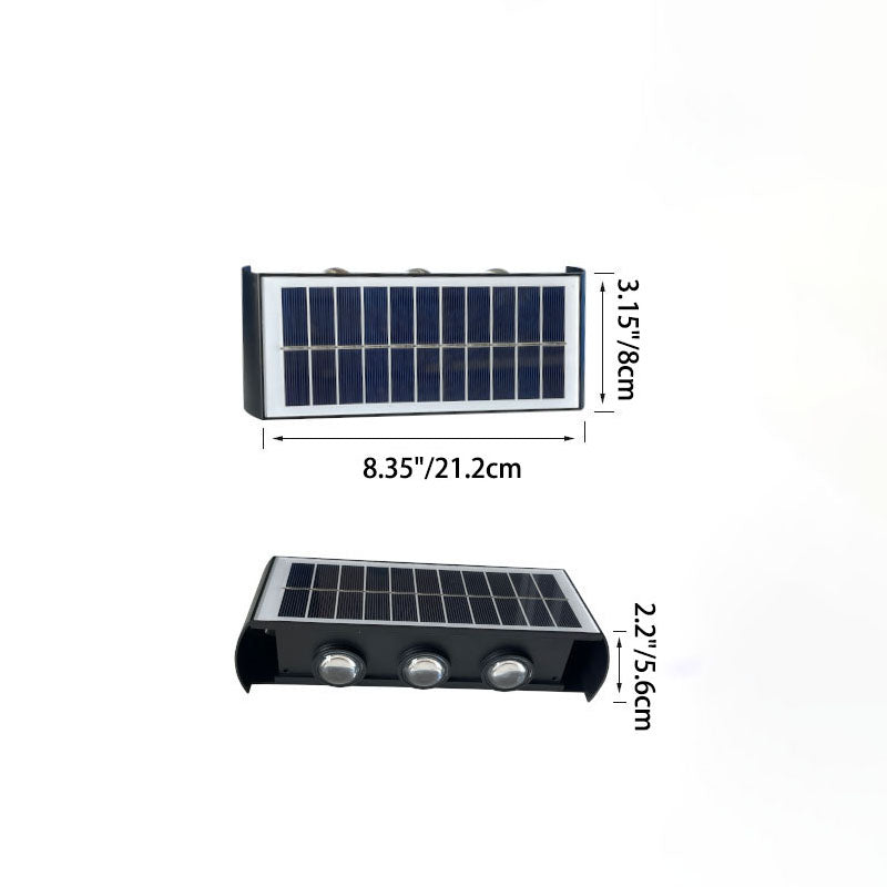Moderne eenvoud Solar waterdichte rechthoekige ABS PMMA LED wandlamp voor buiten terras