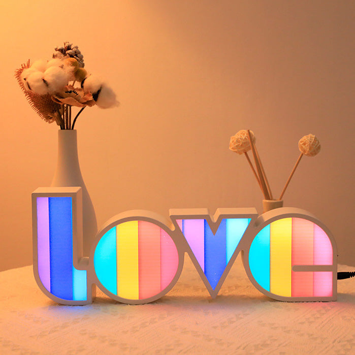 Moderne Art Deco waterdichte PS LOVE letter LED tafellamp voor de slaapkamer