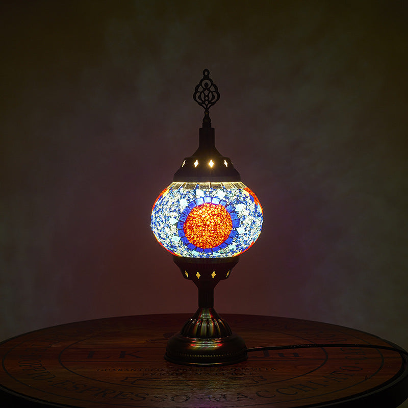Traditionele Tiffany romantische ovale ijzeren emaille 1-licht tafellamp voor de slaapkamer