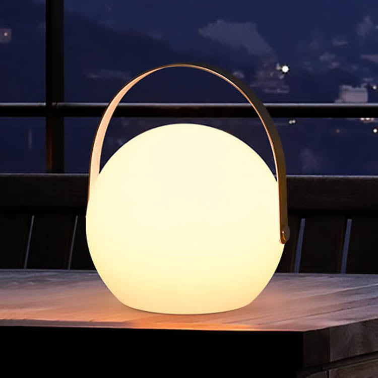 Moderne eenvoud plastic rond vierkant hand LED tafellamp voor buitenpatio