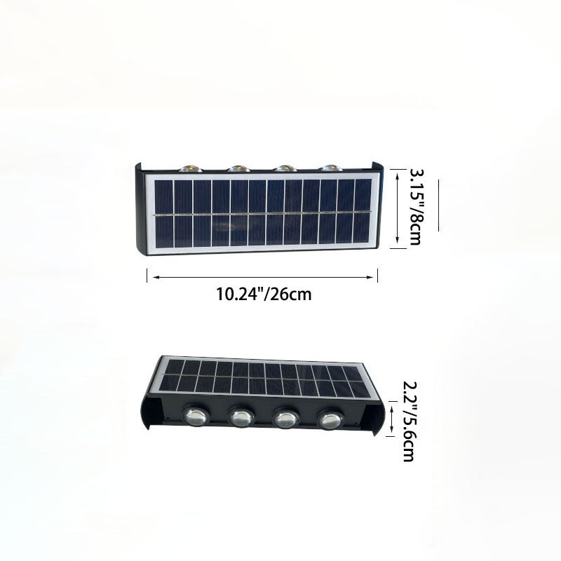 Moderne eenvoud Solar waterdichte rechthoekige ABS PMMA LED wandlamp voor buiten terras