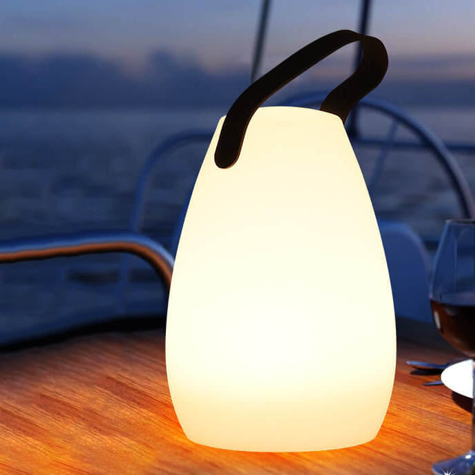 Moderne eenvoud plastic rond vierkant hand LED tafellamp voor buitenpatio