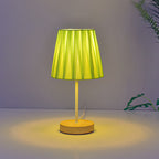 Noordse Vintage Stoffkegel Massief Hout LED Tafel lamp