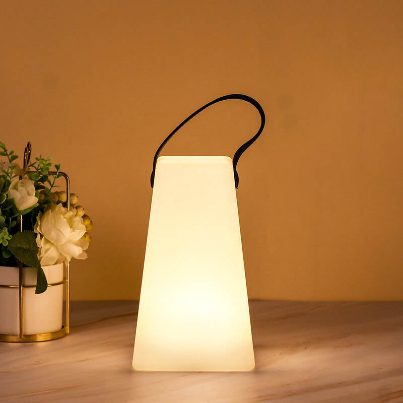 Moderne eenvoud plastic rond vierkant hand LED tafellamp voor buitenpatio