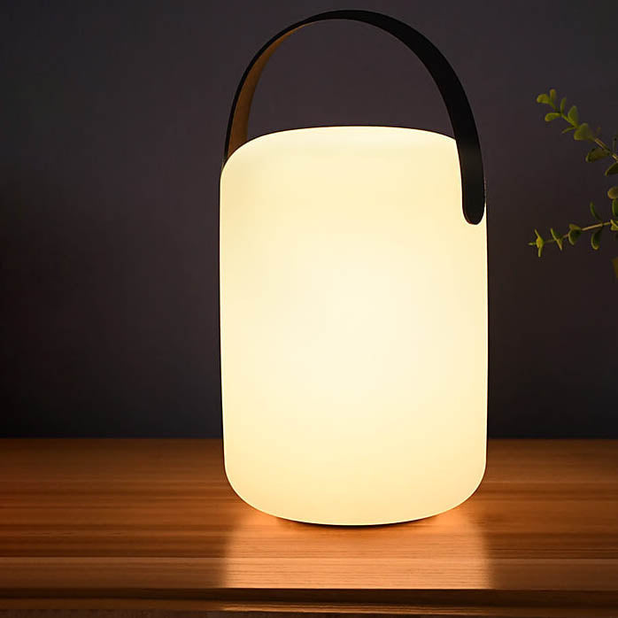 Moderne eenvoud plastic rond vierkant hand LED tafellamp voor buitenpatio