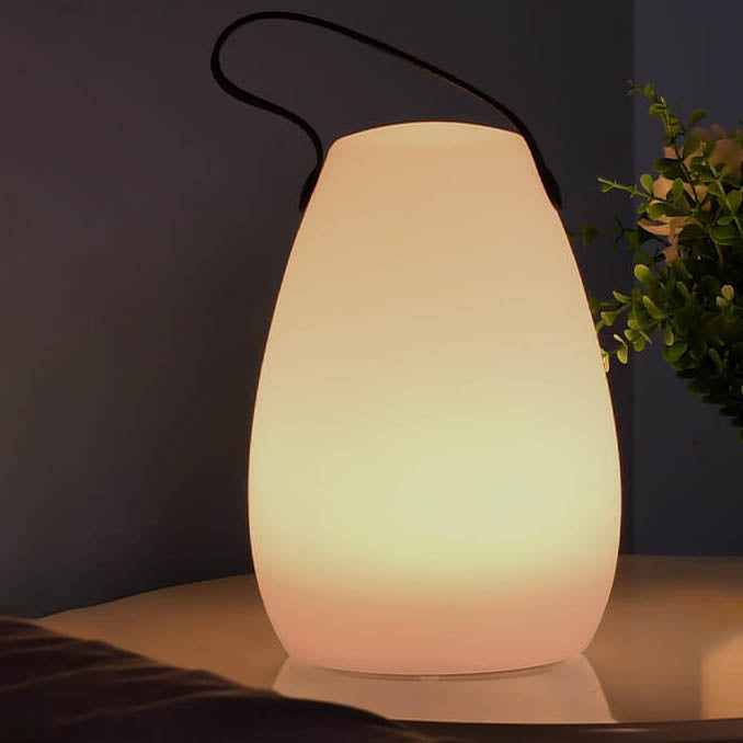 Moderne eenvoud plastic rond vierkant hand LED tafellamp voor buitenpatio