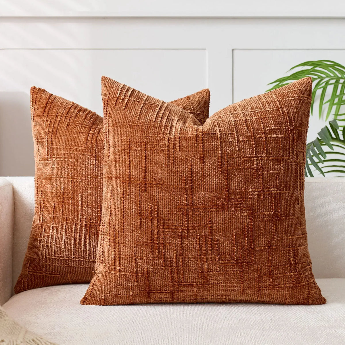 Chenille Kussen met Bamboe Structuur in Effen Kleur voor Sofa en Slaapkamer