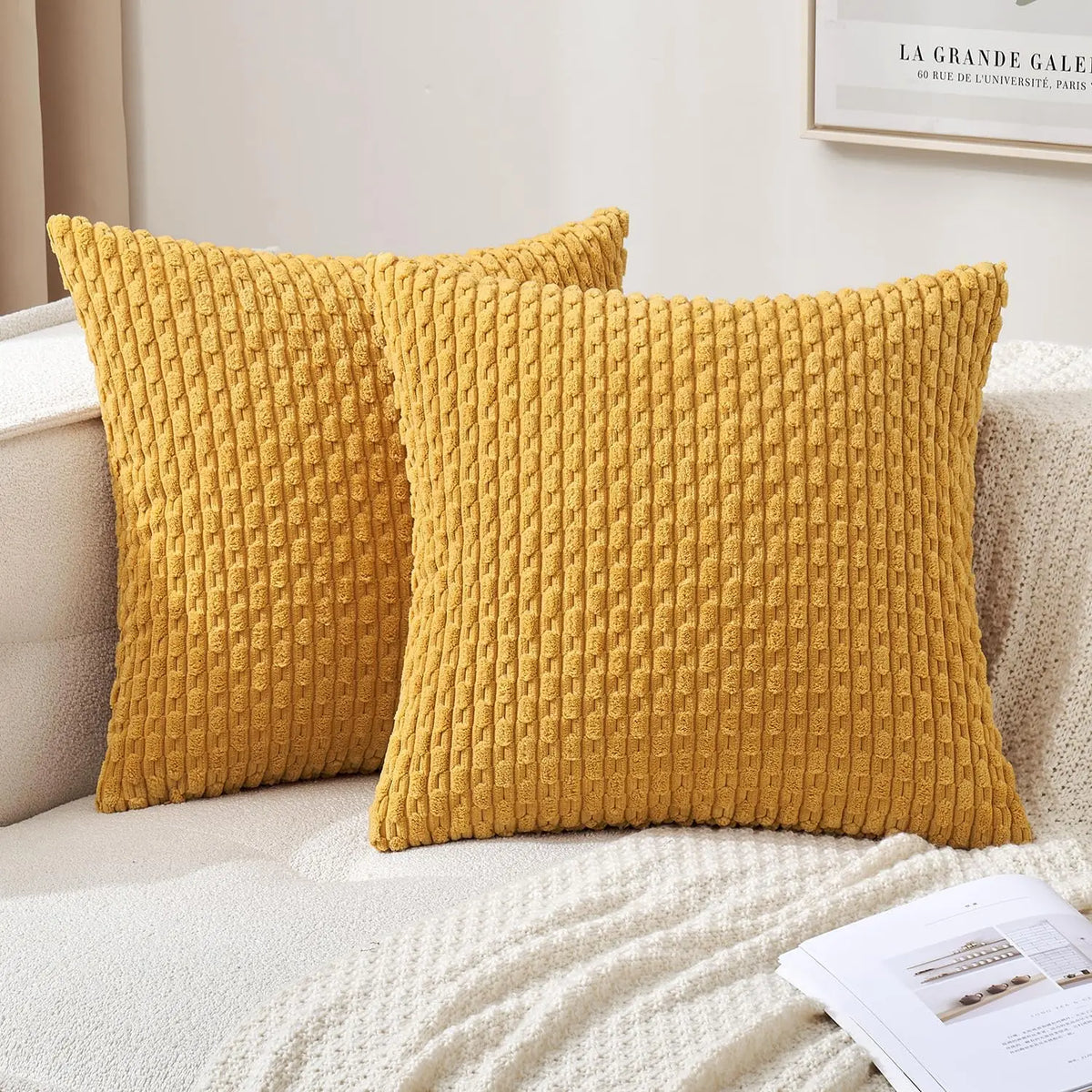 Zachte Ribbel Velours Decoratieve Kussen met Strepen in Boho Stijl voor Sofa en Bed