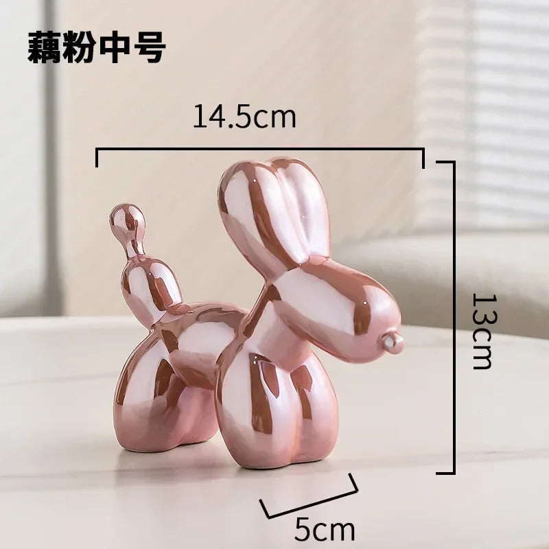 Nordic Keramische Ballon Hond Sculptuur Gouden Dier Decoraties Standbeeld Woonkamer Ornamenten Creatief Bureau Ornament Thuis Decor