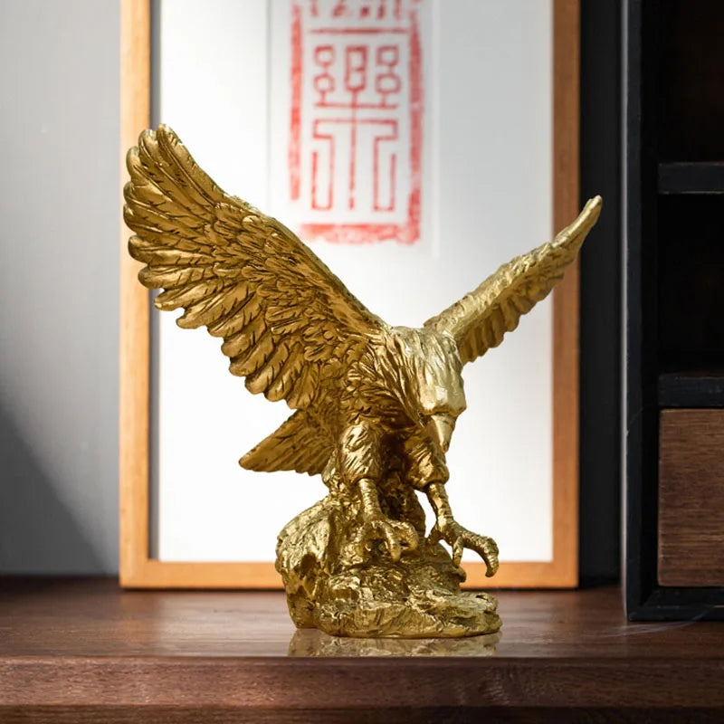 Hars Gouden Arend Standbeeld Kunst Dier Model Collectie Ornament Huis Kantoor Bureau Feng Shui Decor Figuren eenvoudig