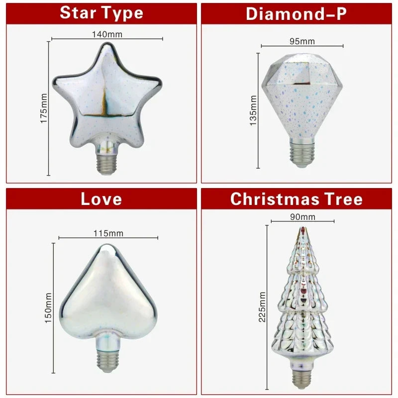 3D LED lamp | Vintage vuurwerk effect lamp met E27 fitting | 6W 85–265V | Decoratie, feest & kerstverlichting | Auravia